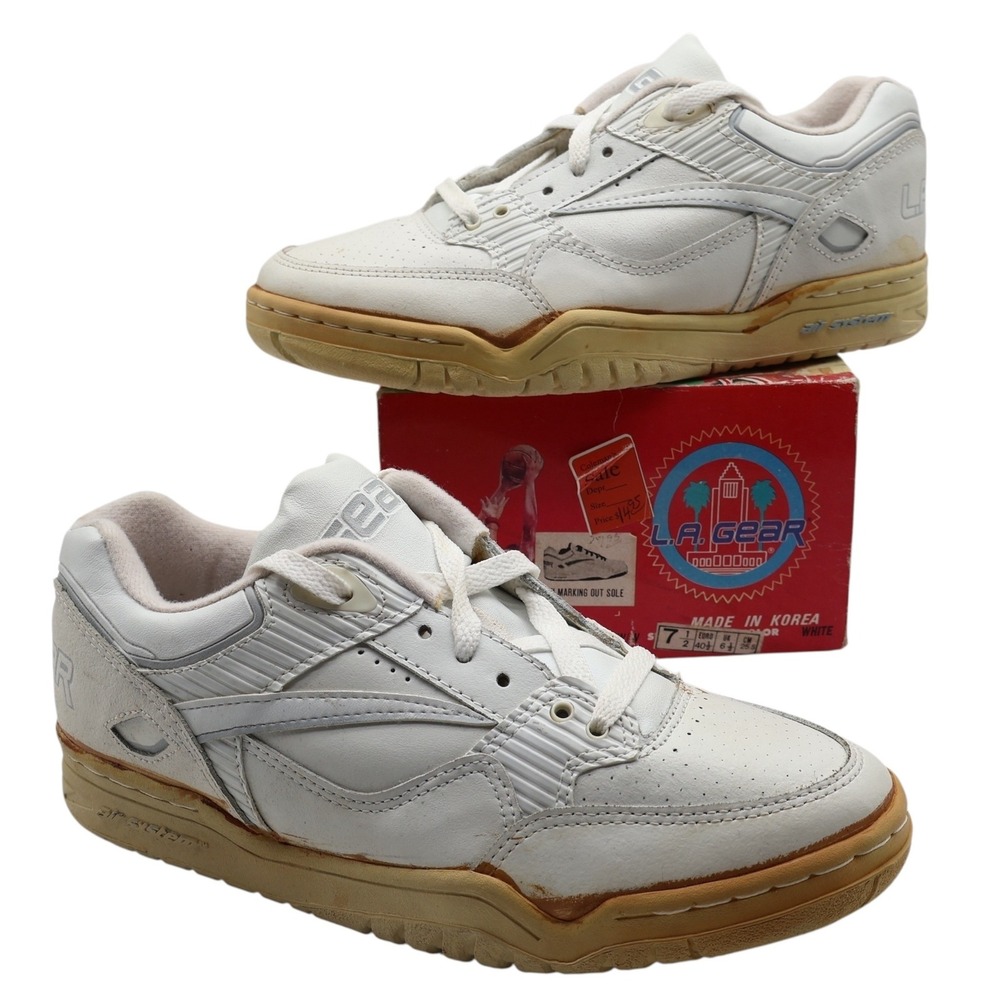L.A. Gear Basketball Sneakers Women 7.5 Vintage 1990 White Leather Air System